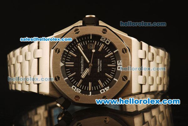 Audemars Piguet Royal Oak Offshore Swiss ETA 2836 Automatic Full Steel with Black Dial and Stick Markers - 1:1 Original - Click Image to Close
